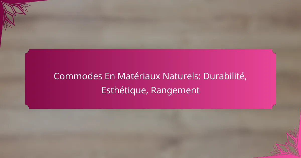 Commodes En Matériaux Naturels: Durabilité, Esthétique, Rangement