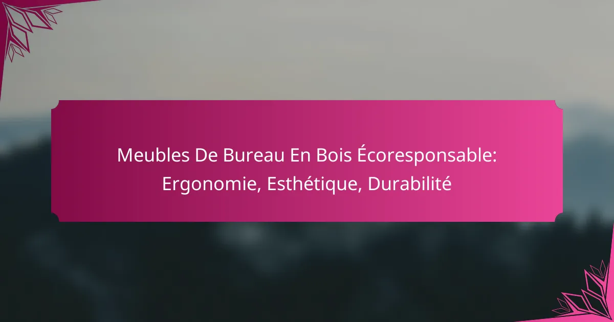 Meubles De Bureau En Bois Écoresponsable: Ergonomie, Esthétique, Durabilité