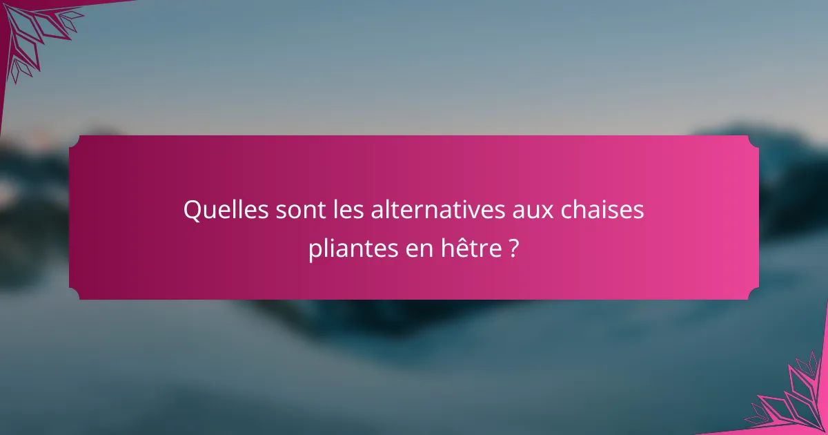 Quelles sont les alternatives aux chaises pliantes en hêtre ?