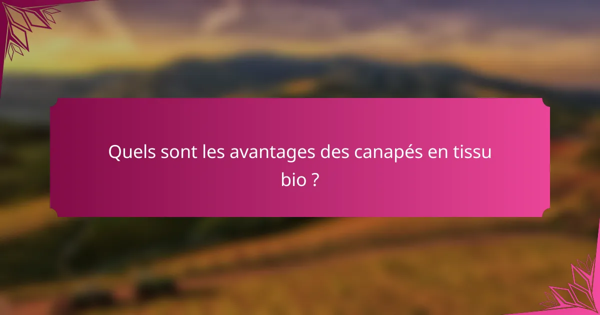 Quels sont les avantages des canapés en tissu bio ?