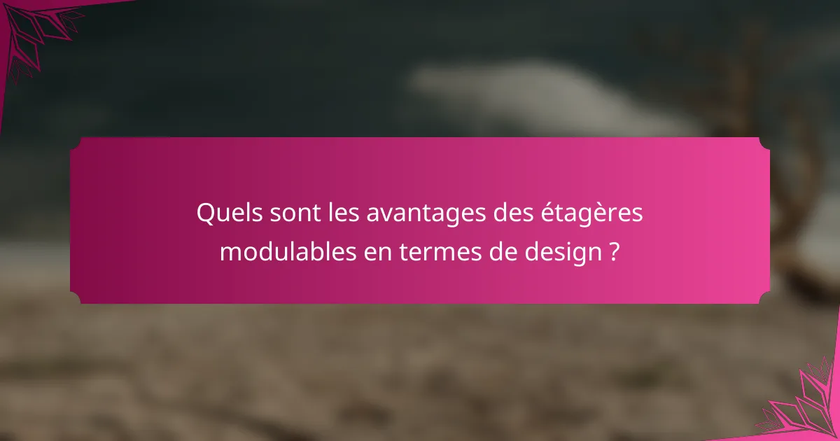 Quels sont les avantages des étagères modulables en termes de design ?