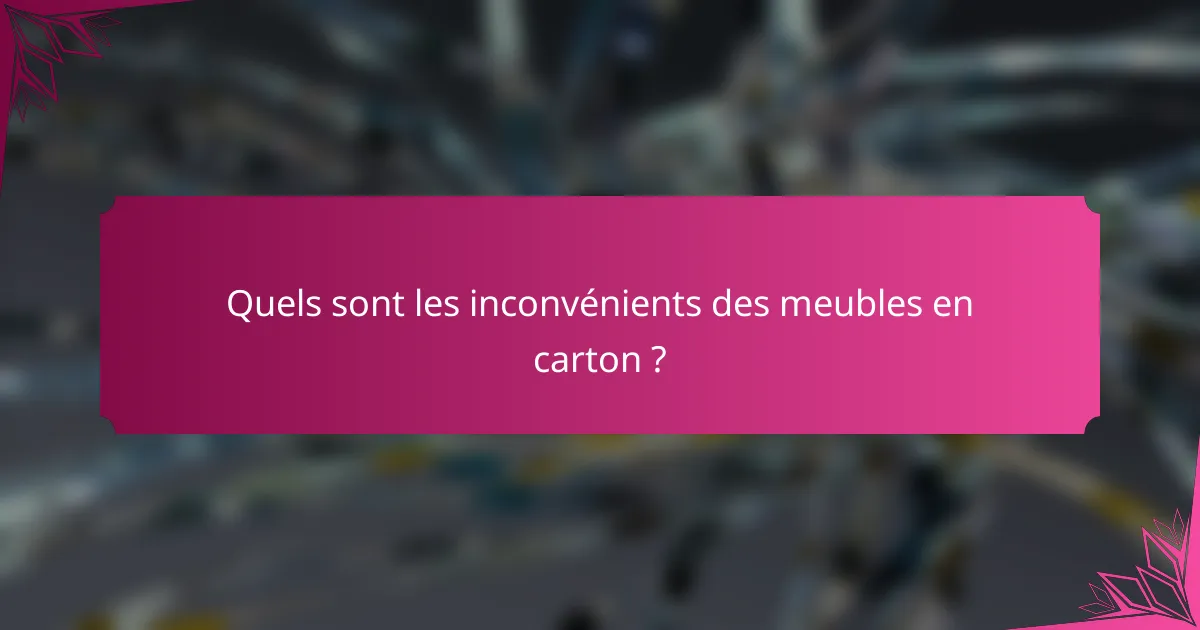 Quels sont les inconvénients des meubles en carton ?