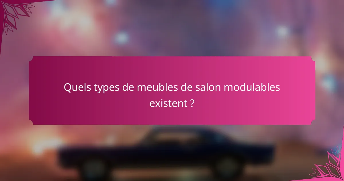 Quels types de meubles de salon modulables existent ?